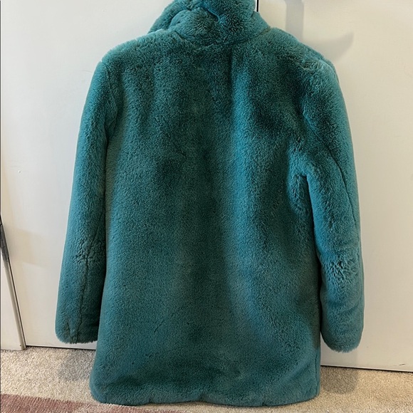 Apparis Stella Emerald Teal Green/Blue Faux Fur Coat Size Small - Picture 11 of 12